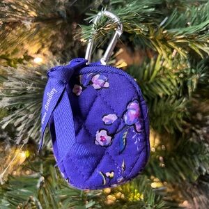 VERA BRADLEY Bag Charm Wild Roses Purple Mini Backpack Ear Bud AirPod Holder